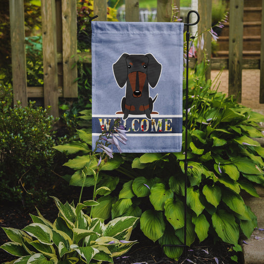 Dachshund Black Tan Welcome Garden Flag - Outdoor Decorative Yard Flag BB5713GF