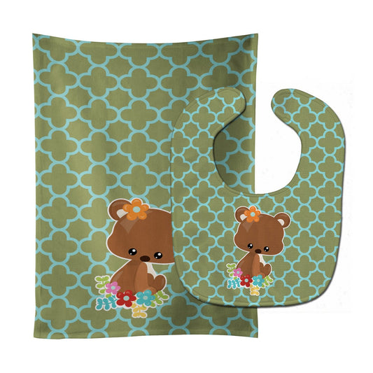Baby Brown Bear Baby Bib & Burp Cloth BB6797STBU
