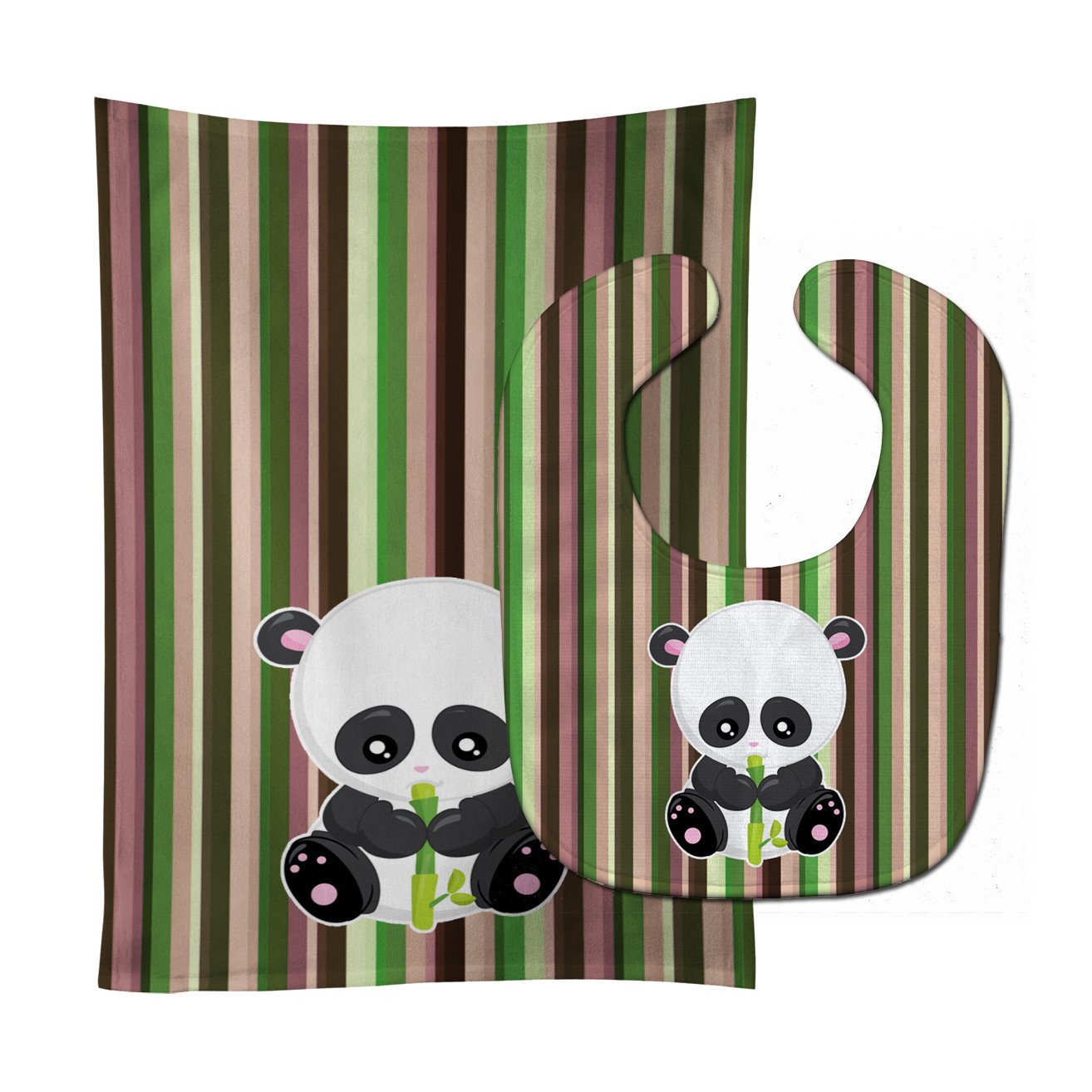 Bamboo Flute Panda Baby Bib & Burp Cloth BB6803STBU