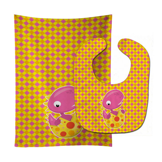 Baby T-Rex Dinosaur Hatching Baby Bib & Burp Cloth BB6892STBU