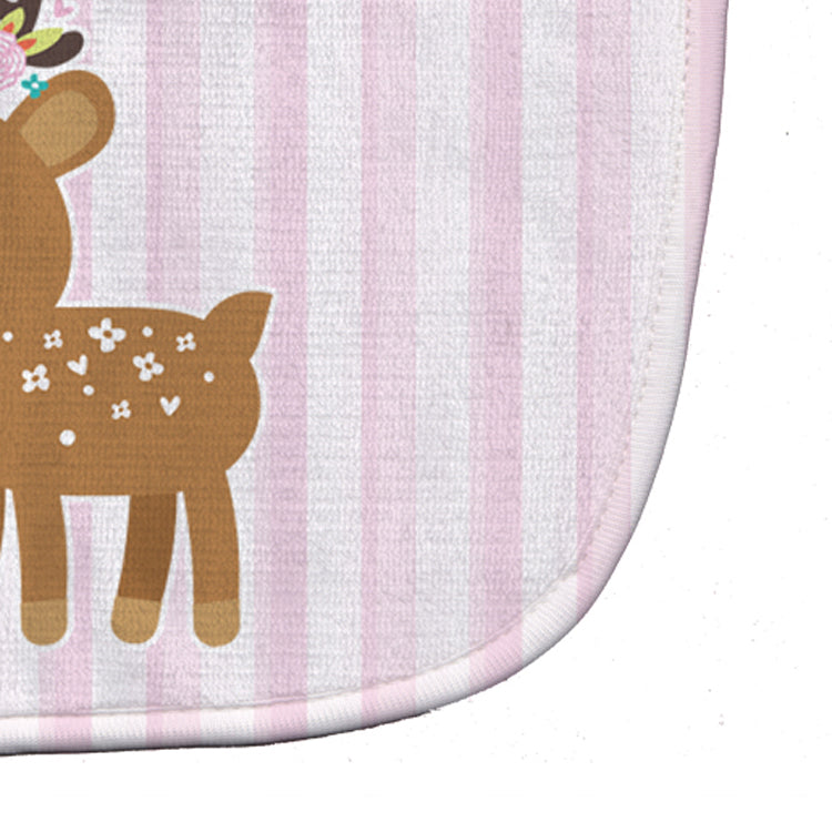 Deer in Pink Stripes Baby Bib BB6934BIB