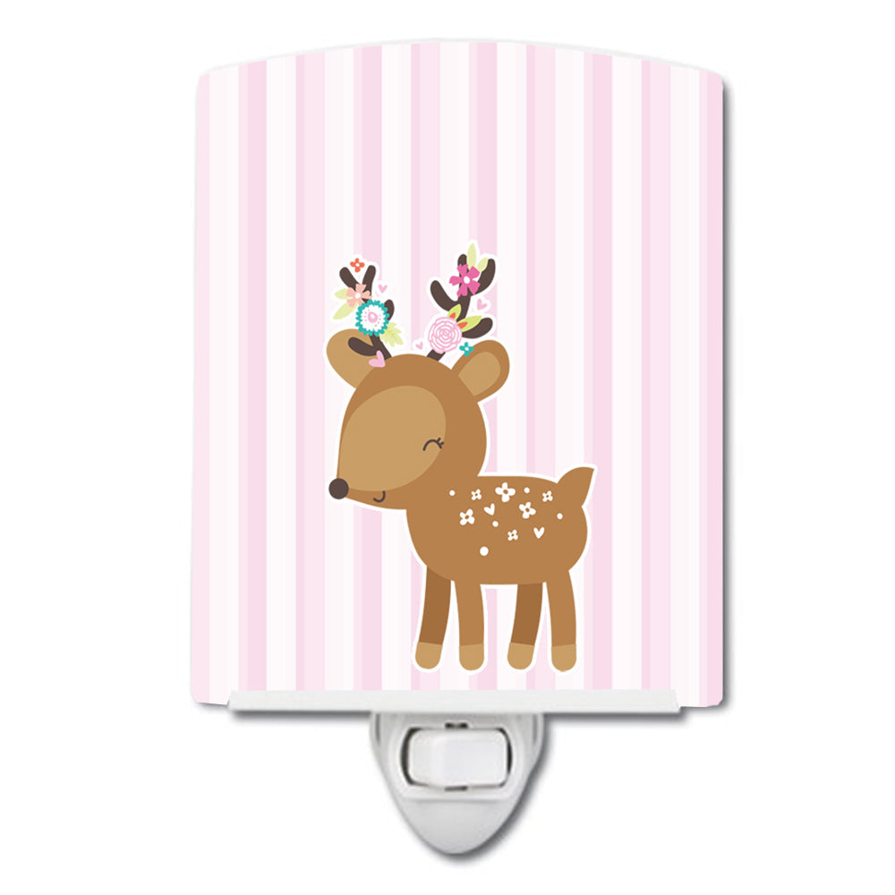 Deer in Pink Stripes Ceramic Night Light BB6934CNL