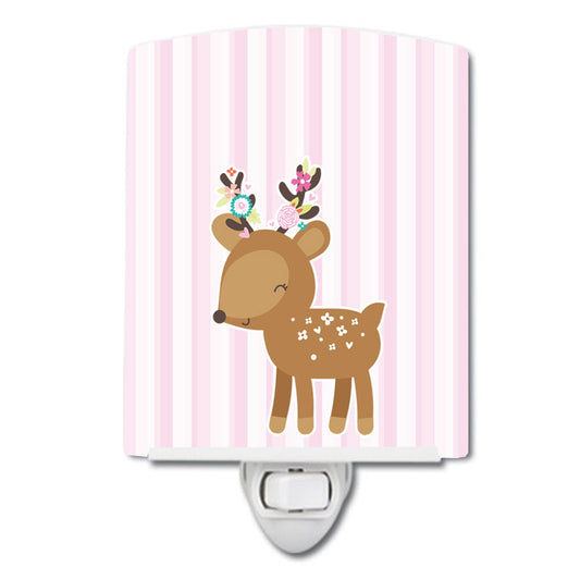 Deer in Pink Stripes Ceramic Night Light BB6934CNL