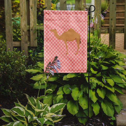 Arabian Camel Dromedary Pink Check Garden Flag - Outdoor Decorative Yard Flag