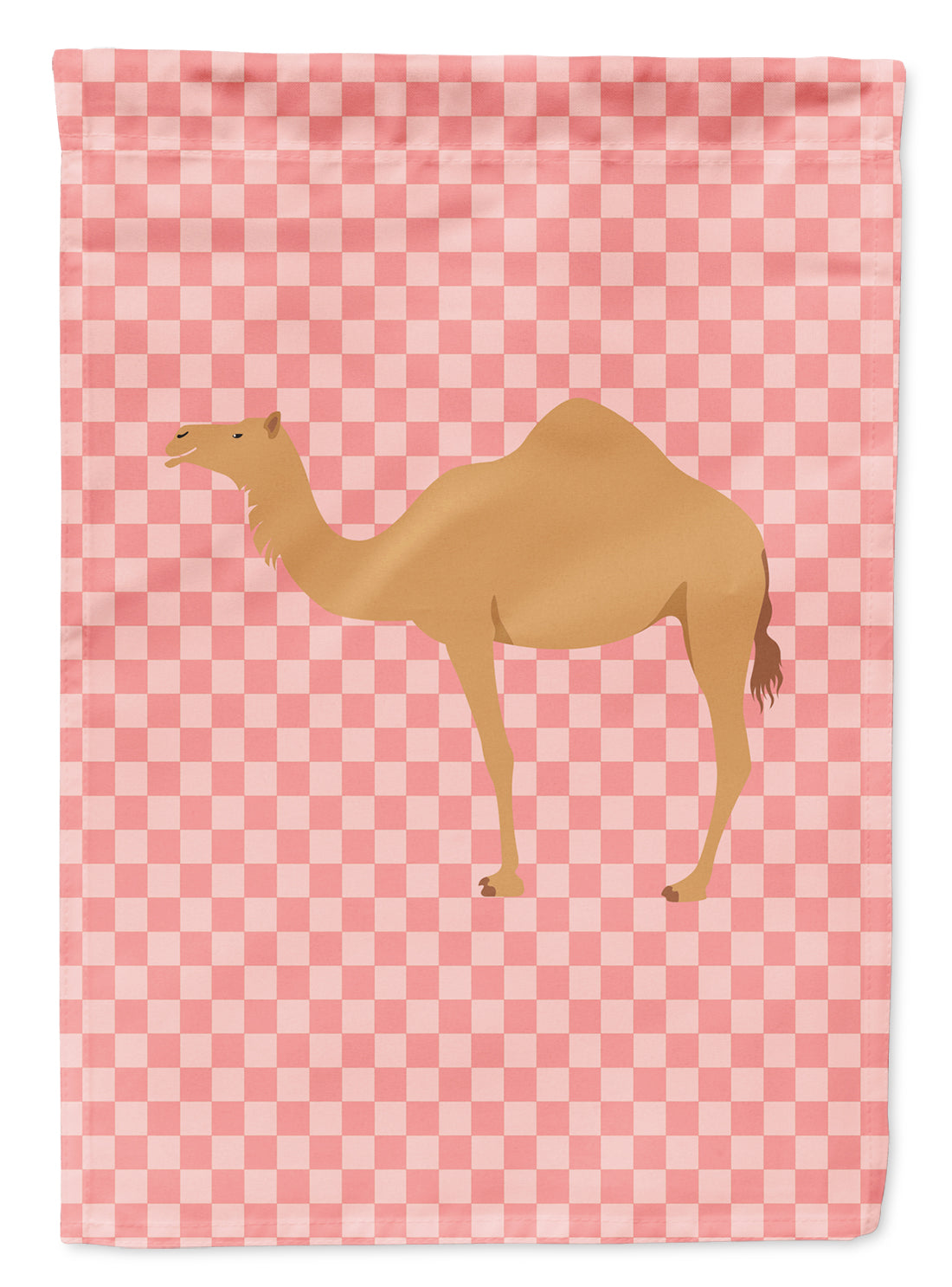 Arabian Camel Dromedary Pink Check Garden Flag - Outdoor Decorative Yard Flag