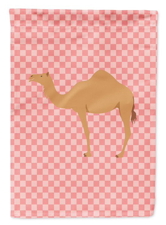 Arabian Camel Dromedary Pink Check Garden Flag - Outdoor Decorative Yard Flag