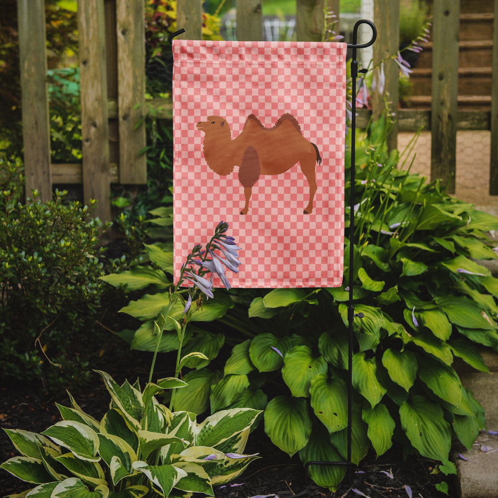 Bactrian Camel Pink Check Garden Flag - Outdoor Decorative Yard Flag