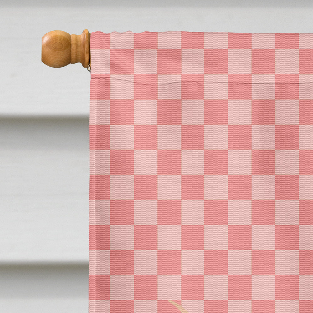 Ankole-Watusu Cow Pink Check Flag Canvas House Size BB7823CHF
