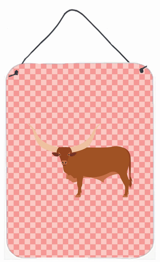 Ankole-Watusu Cow Pink Check Wall or Door Hanging Prints BB7823DS1216