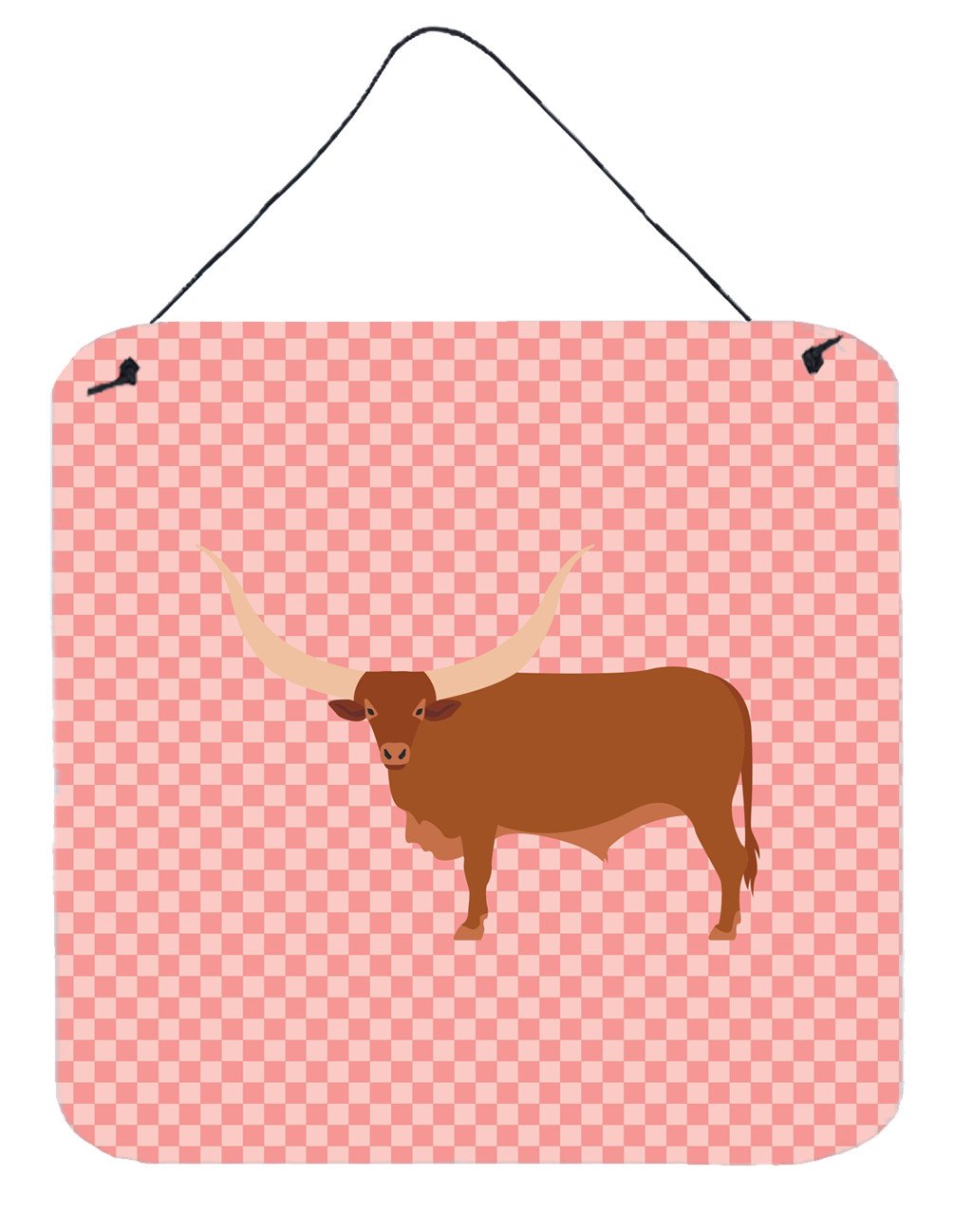 Ankole-Watusu Cow Pink Check Wall or Door Hanging Prints BB7823DS66