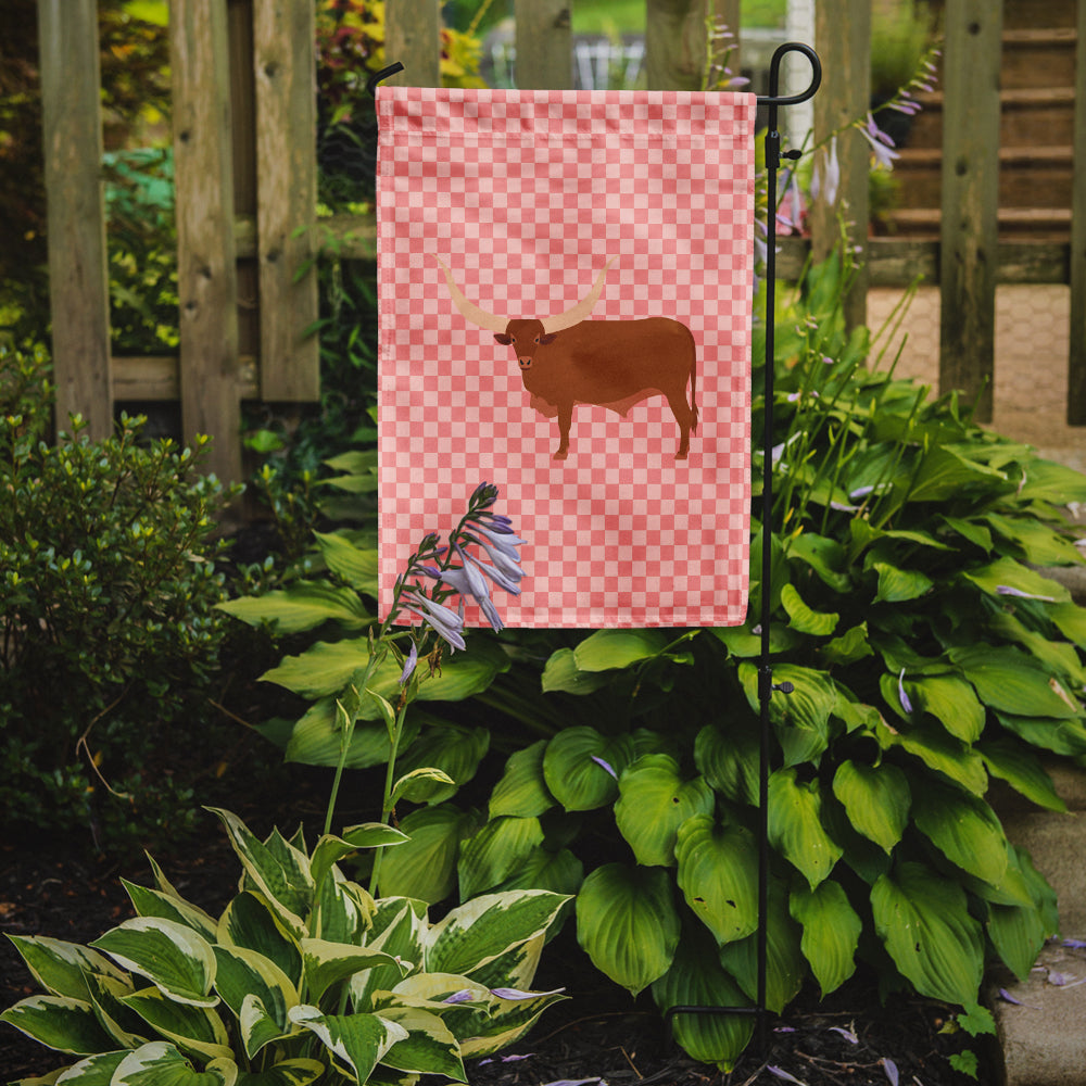 Ankole-Watusu Cow Pink Check Garden Flag - Outdoor Decorative Yard Flag
