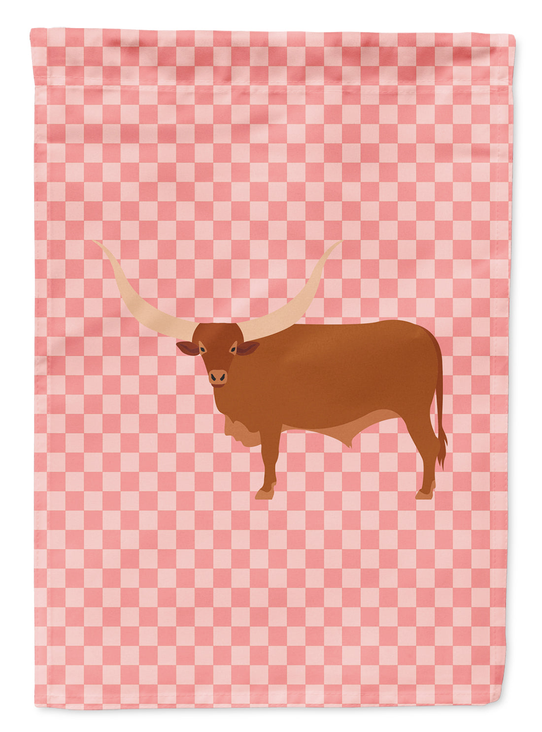 Ankole-Watusu Cow Pink Check Garden Flag - Outdoor Decorative Yard Flag