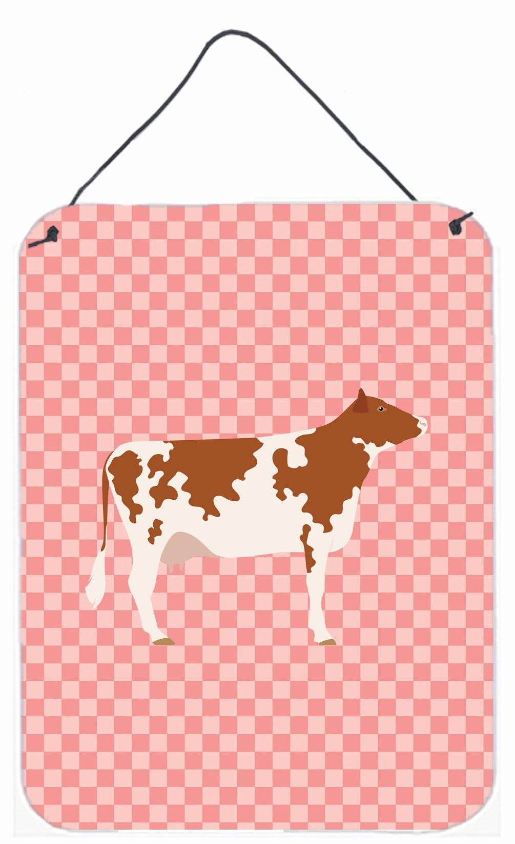 Ayrshire Cow Pink Check Wall or Door Hanging Prints BB7827DS1216