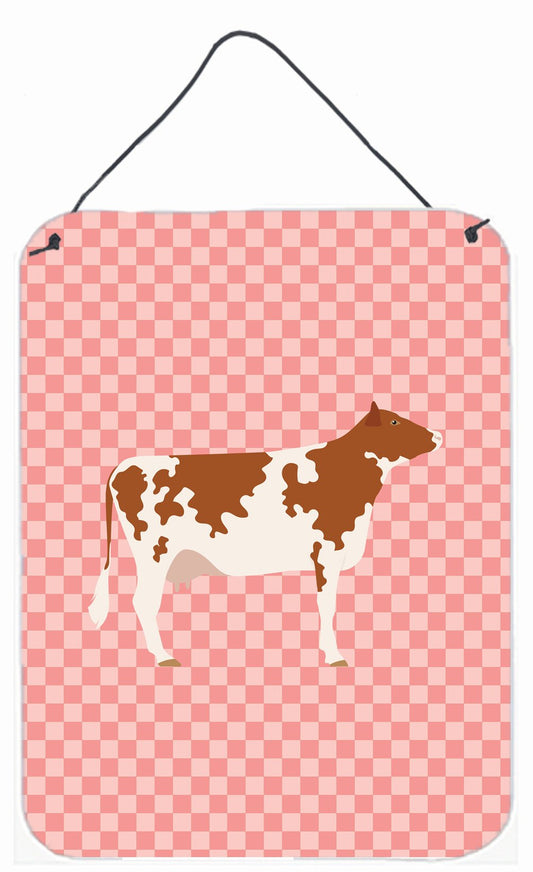 Ayrshire Cow Pink Check Wall or Door Hanging Prints BB7827DS1216