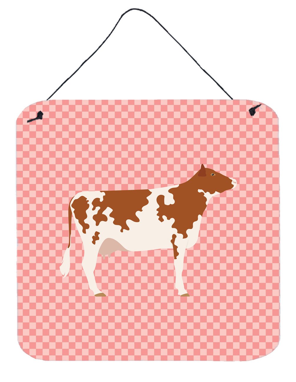 Ayrshire Cow Pink Check Wall or Door Hanging Prints BB7827DS66