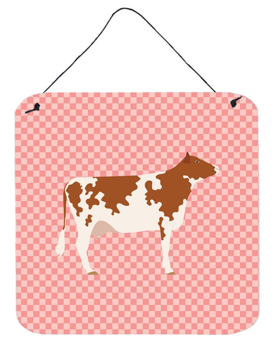 Ayrshire Cow Pink Check Wall or Door Hanging Prints BB7827DS66