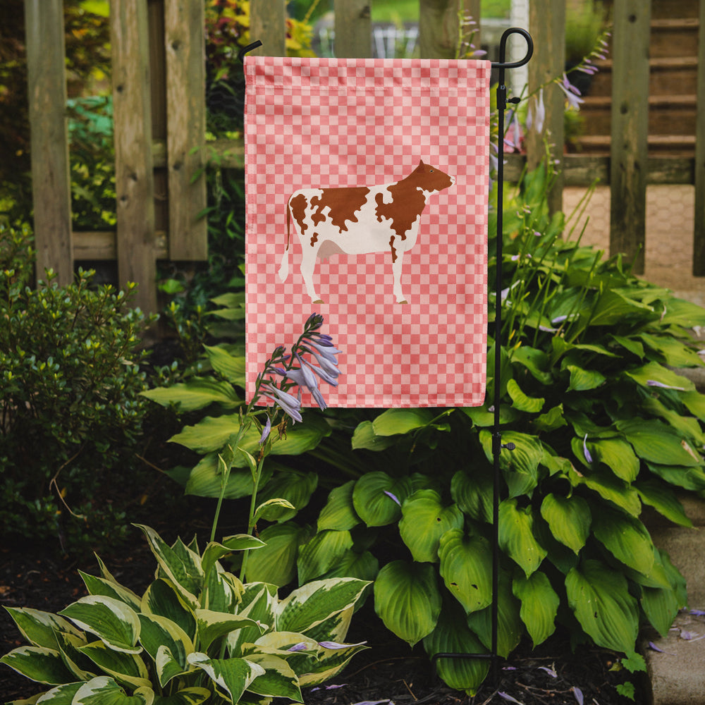 Ayrshire Cow Pink Check Garden Flag - Outdoor Decorative Yard Flag