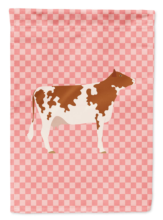 Ayrshire Cow Pink Check Garden Flag - Outdoor Decorative Yard Flag