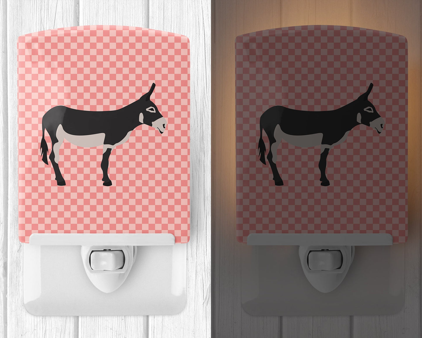 American Mammoth Jack Donkey Pink Check Ceramic Night Light BB7844CNL