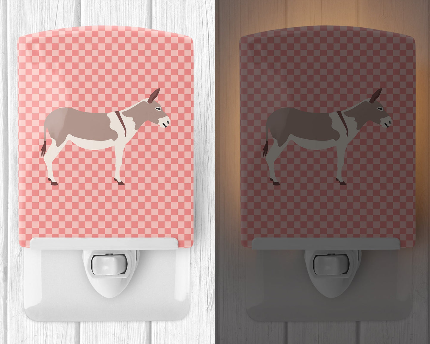 Australian Teamster Donkey Pink Check Ceramic Night Light BB7846CNL