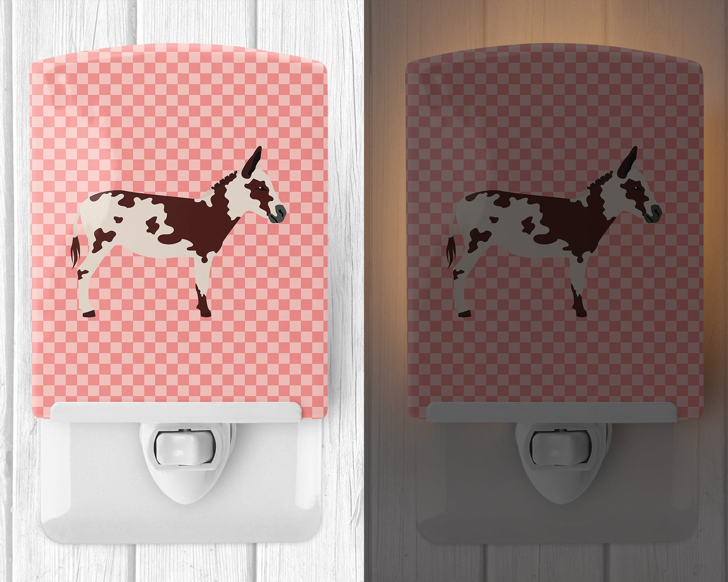 American Spotted Donkey Pink Check Ceramic Night Light BB7851CNL