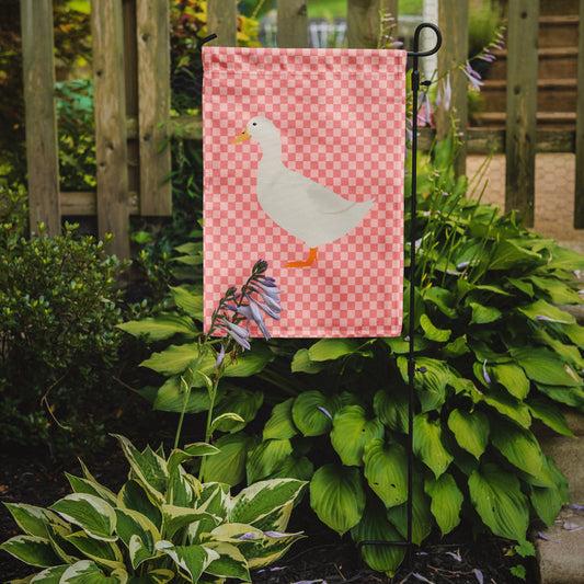 American Pekin Duck Pink Check Garden Flag - Outdoor Decorative Yard Flag