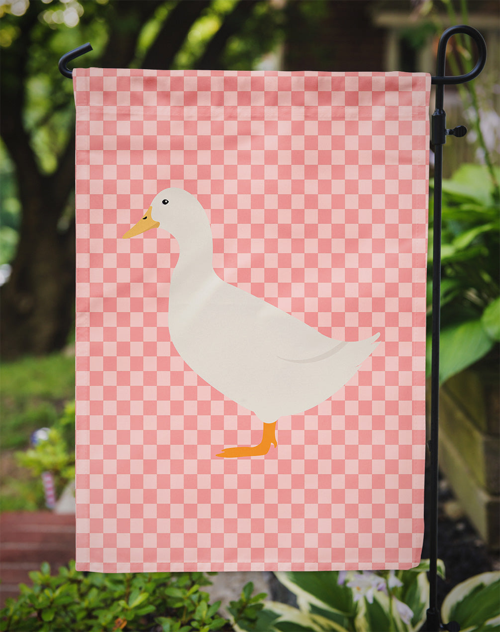 American Pekin Duck Pink Check Garden Flag - Outdoor Decorative Yard Flag