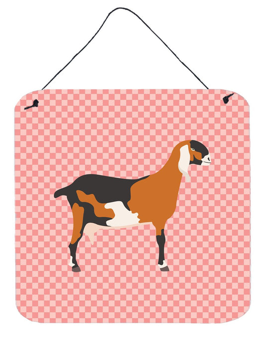 Anglo-nubian Nubian Goat Pink Check Wall or Door Hanging Prints BB7883DS66