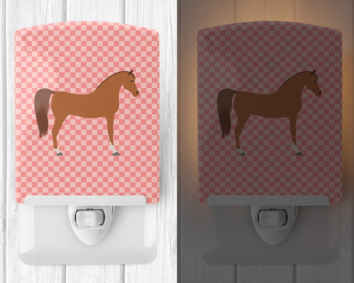 Arabian Horse Pink Check Ceramic Night Light BB7911CNL