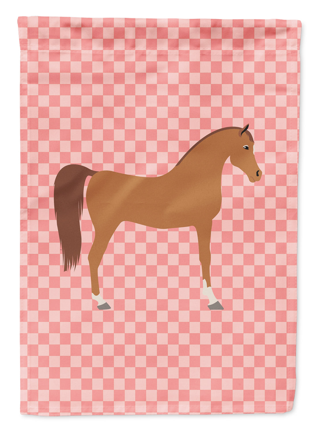Arabian Horse Pink Check Garden Flag - Outdoor Decorative Yard Flag