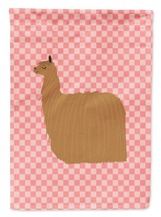 Alpaca Suri Pink Check Garden Flag - Outdoor Decorative Yard Flag