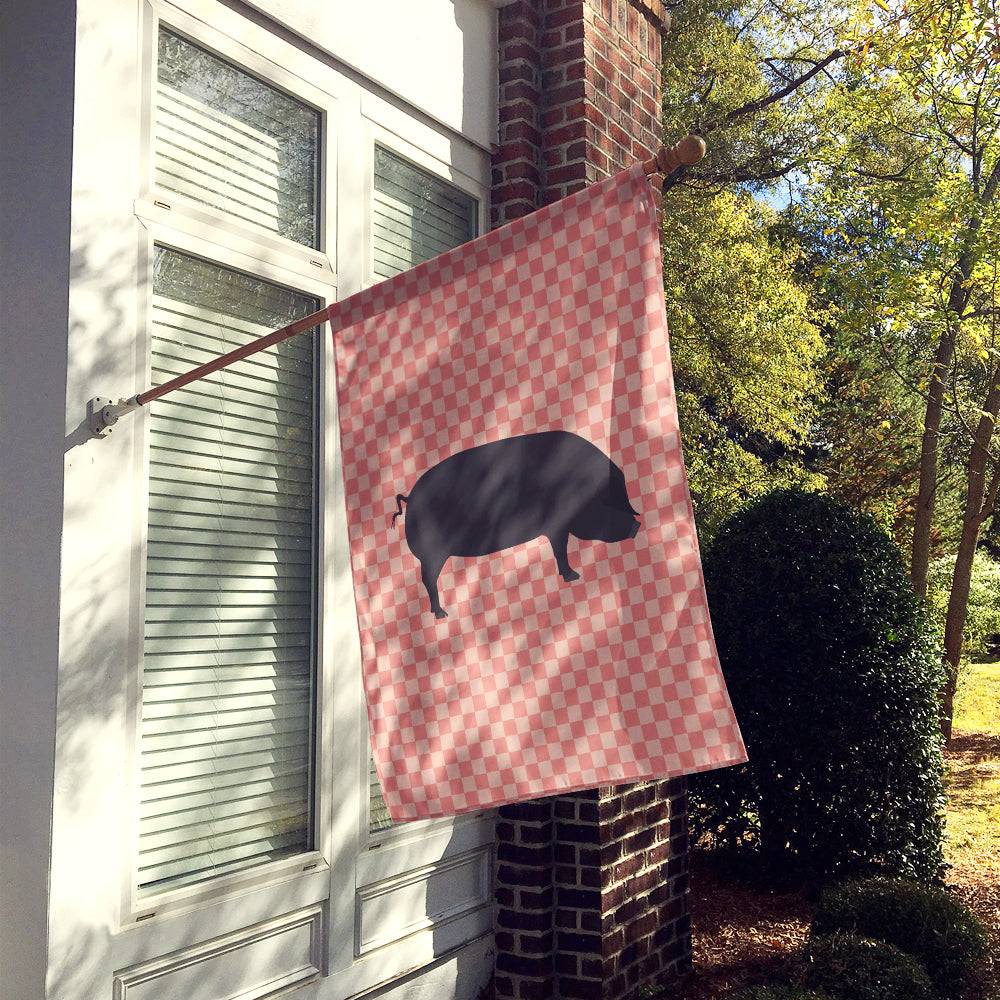 Devon Large Black Pig Pink Check Flag Canvas House Size BB7931CHF