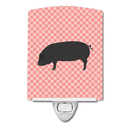 Devon Large Black Pig Pink Check Ceramic Night Light BB7931CNL