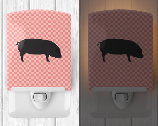 Devon Large Black Pig Pink Check Ceramic Night Light BB7931CNL