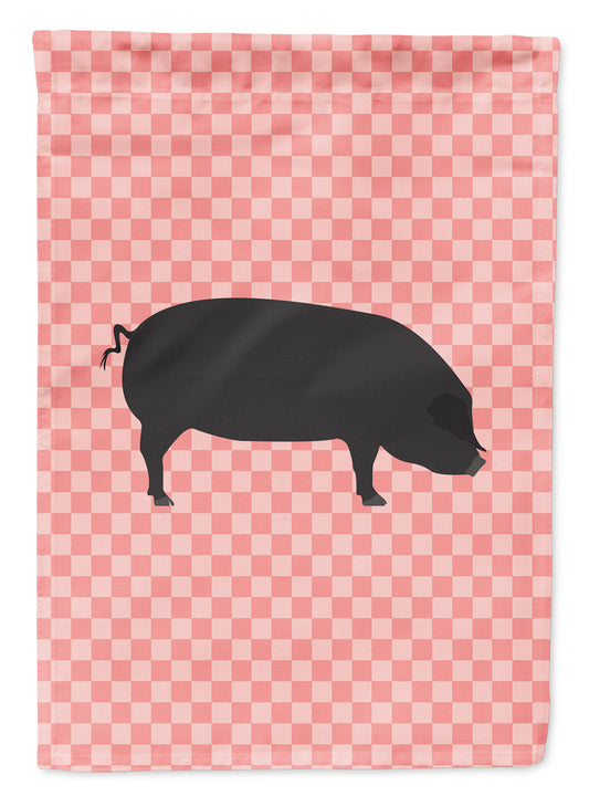 Devon Large Black Pig Pink Check Garden Flag - Outdoor Decorative Yard Flag