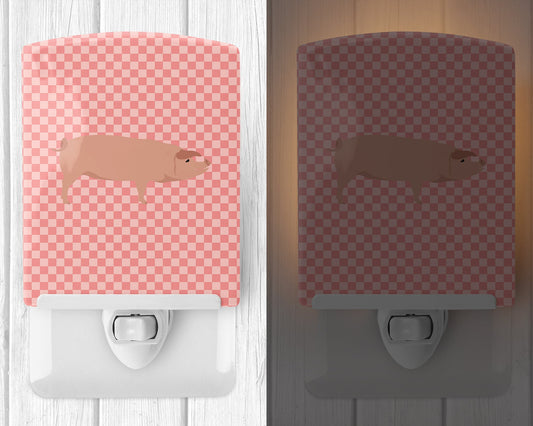 American Landrace Pig Pink Check Ceramic Night Light BB7932CNL