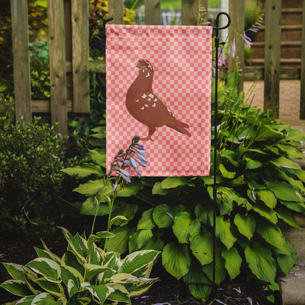 African Owl Pigeon Pink Check Garden Flag - Outdoor Decorative Yard Flag