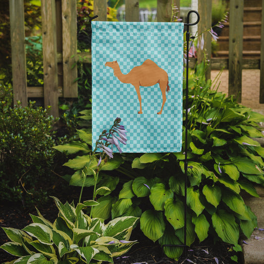 Arabian Camel Dromedary Blue Check Garden Flag - Outdoor Decorative Yard Flag