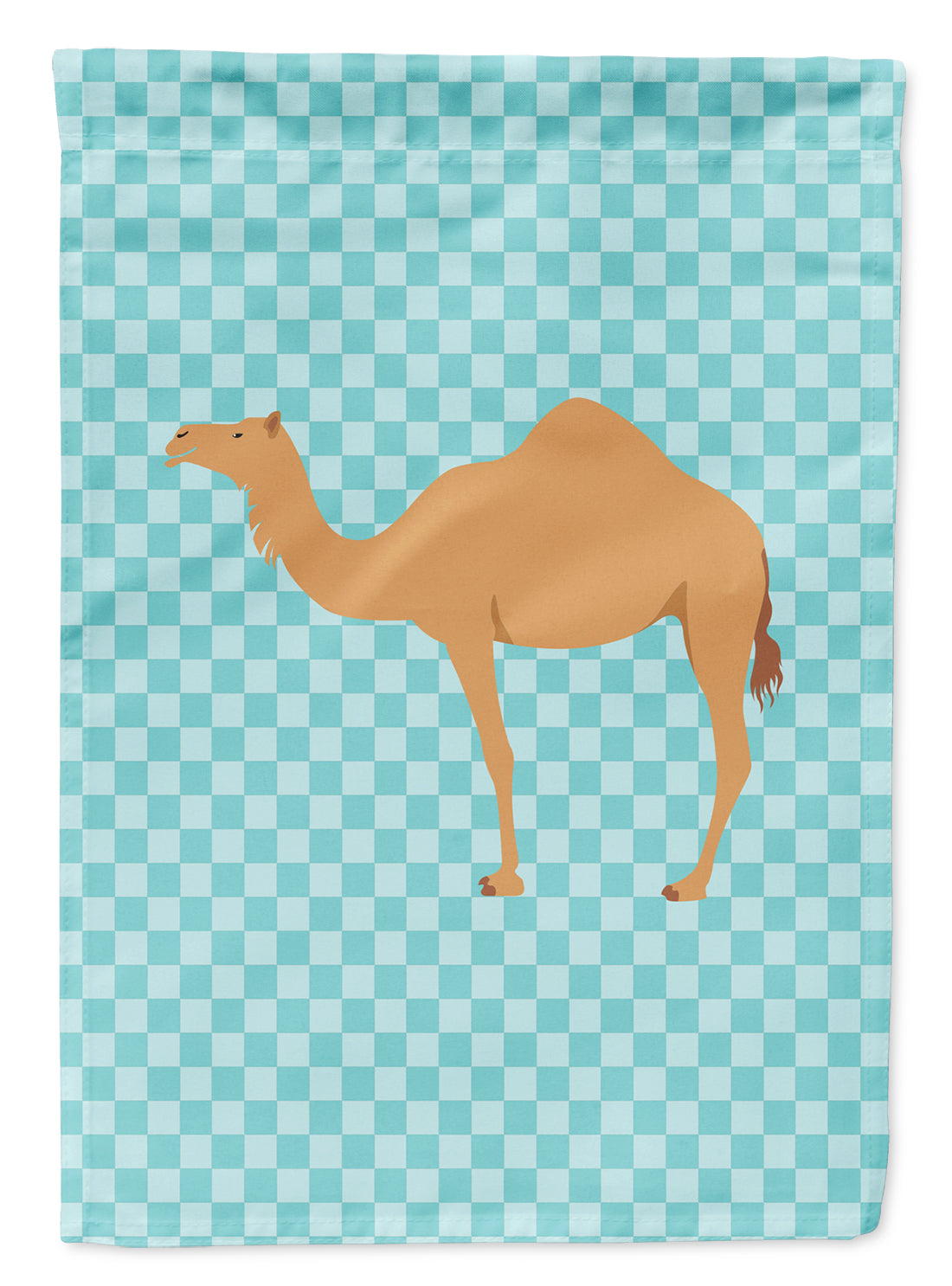 Arabian Camel Dromedary Blue Check Garden Flag - Outdoor Decorative Yard Flag