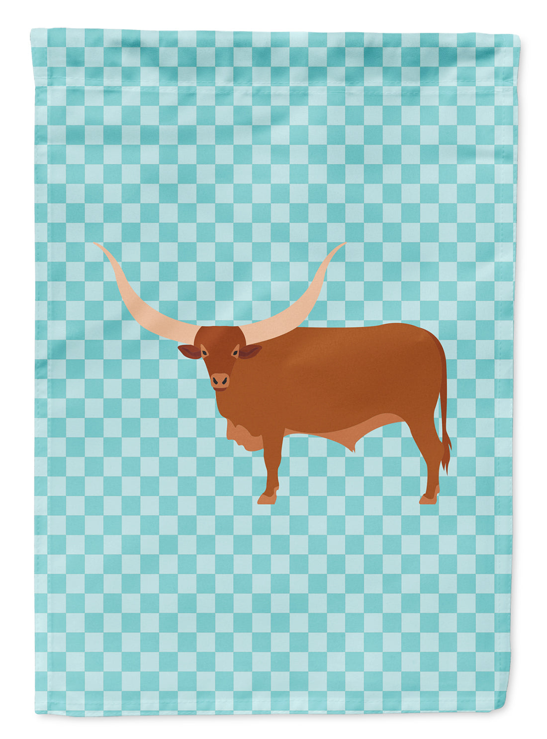Ankole-Watusu Cow Blue Check Garden Flag - Outdoor Decorative Yard Flag