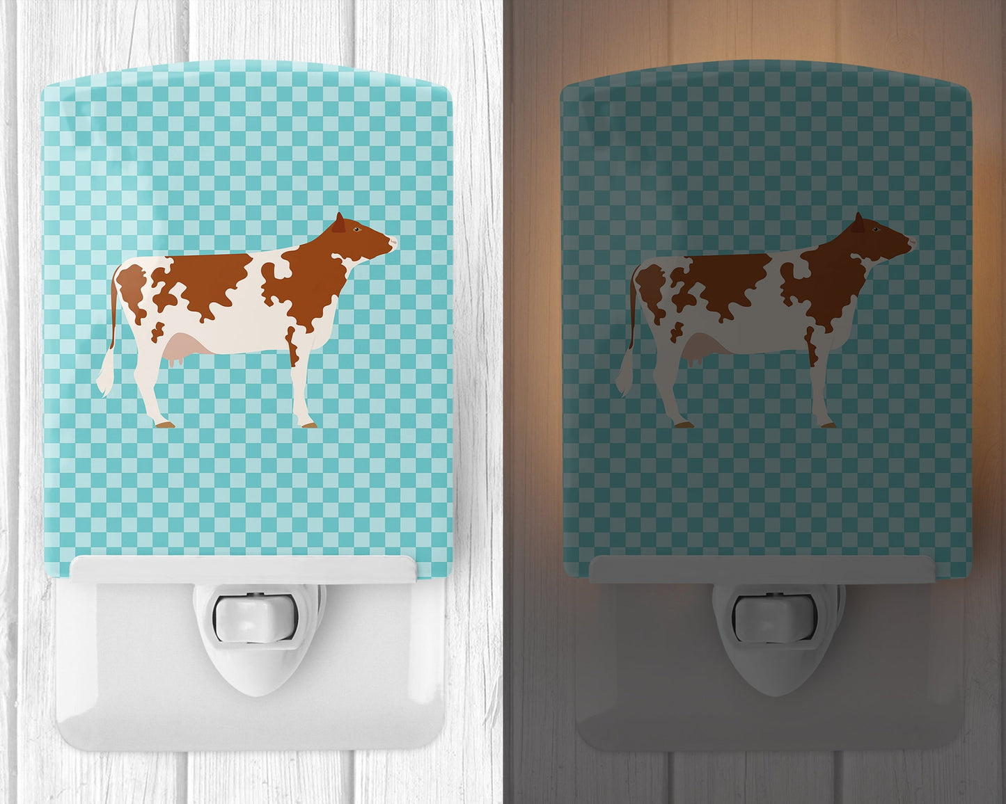 Ayrshire Cow Blue Check Ceramic Night Light BB8001CNL