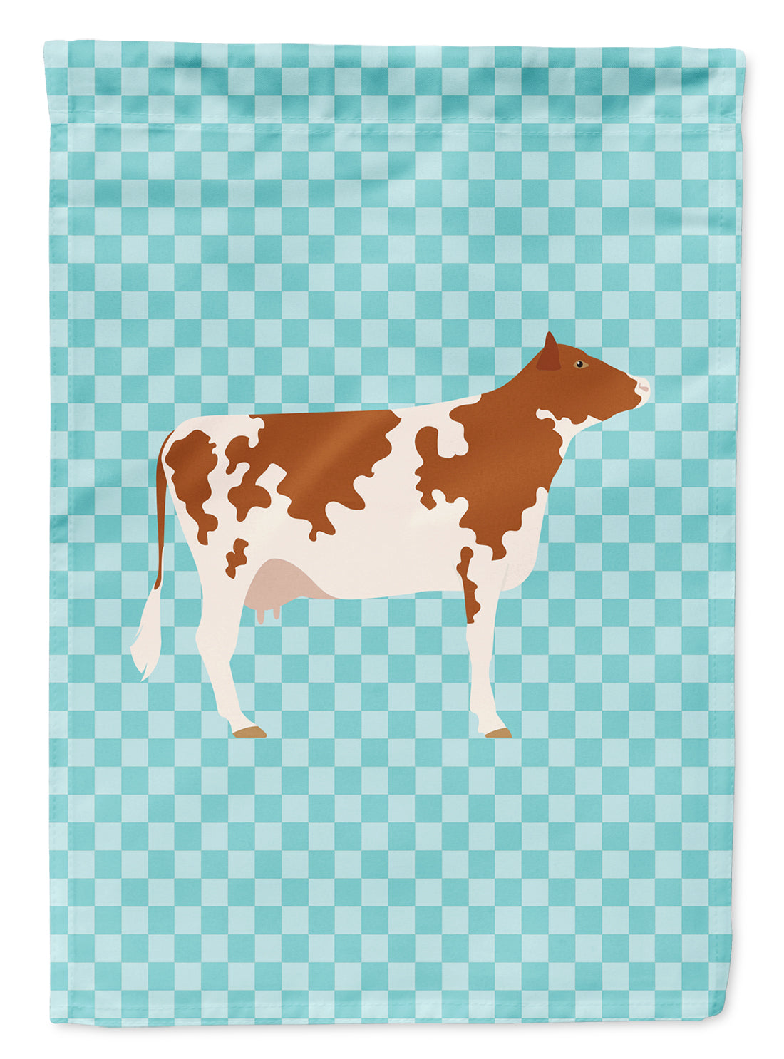Ayrshire Cow Blue Check Garden Flag - Outdoor Decorative Yard Flag