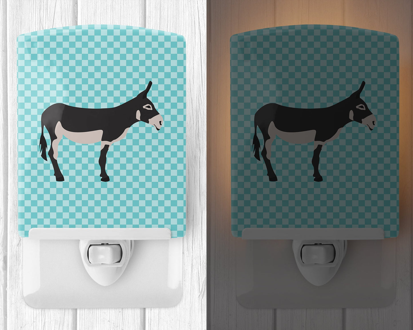 American Mammoth Jack Donkey Blue Check Ceramic Night Light BB8018CNL