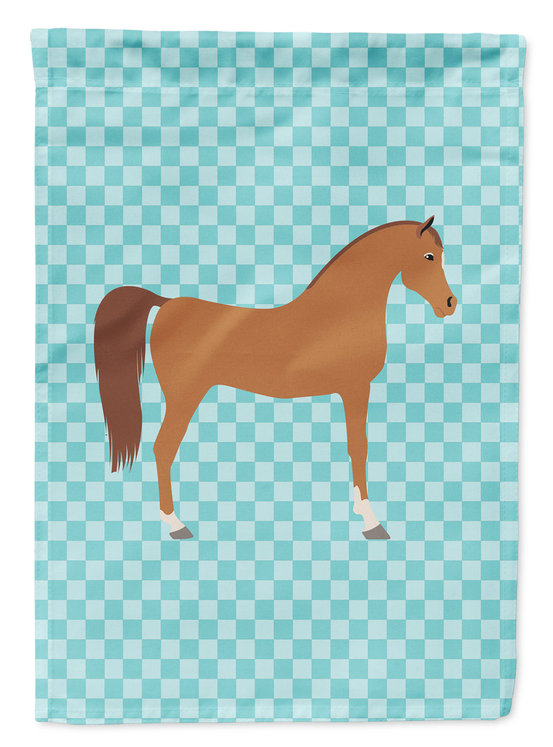Arabian Horse Blue Check Garden Flag - Outdoor Decorative Yard Flag
