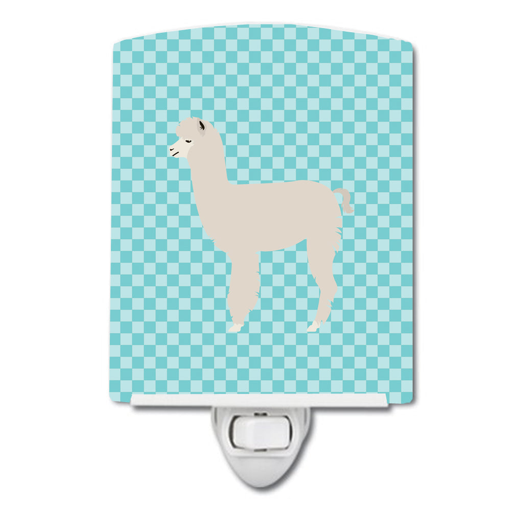Alpaca Blue Check Ceramic Night Light BB8093CNL