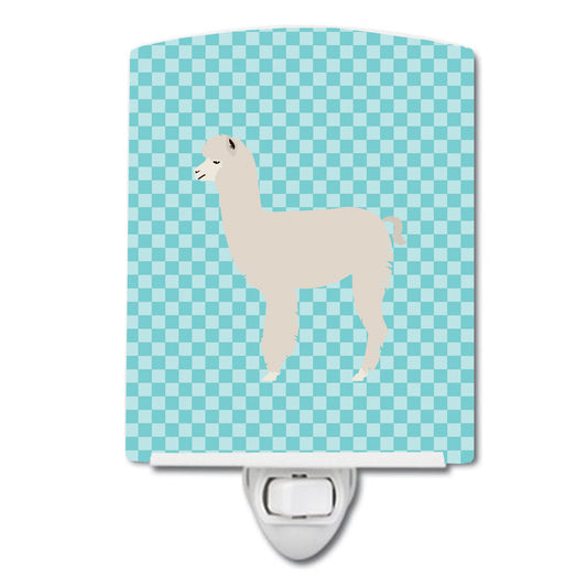 Alpaca Blue Check Ceramic Night Light BB8093CNL