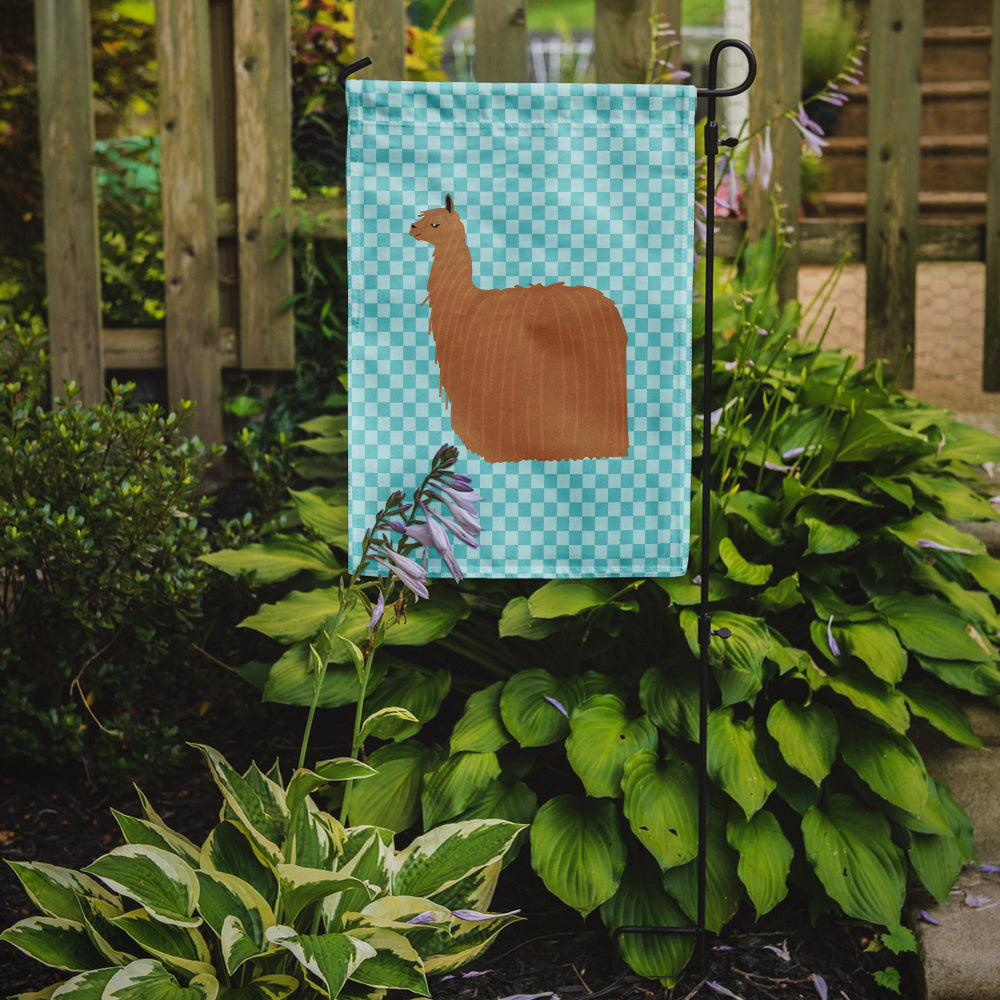 Alpaca Suri Blue Check Garden Flag - Outdoor Decorative Yard Flag