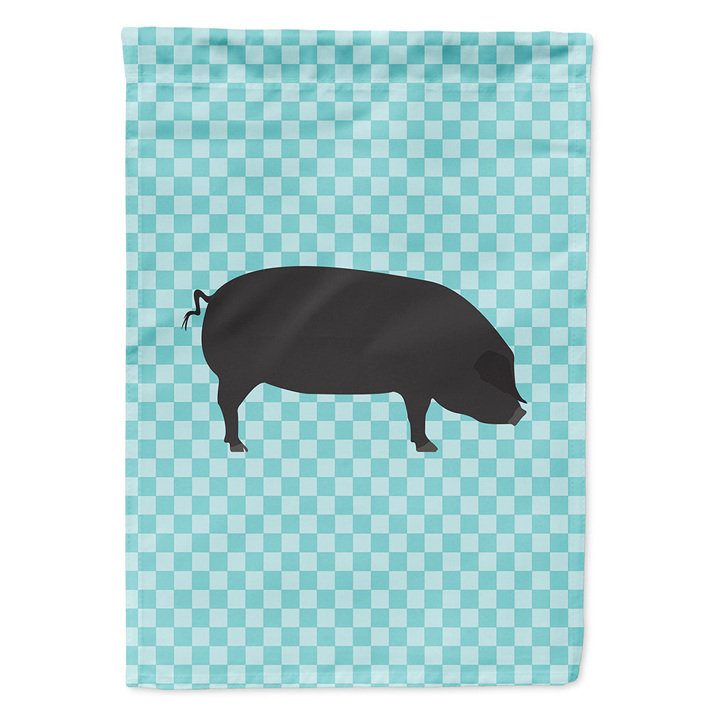 Devon Large Black Pig Blue Check Flag Canvas House Size BB8105CHF