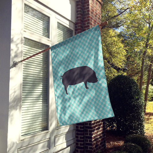 Devon Large Black Pig Blue Check Flag Canvas House Size BB8105CHF