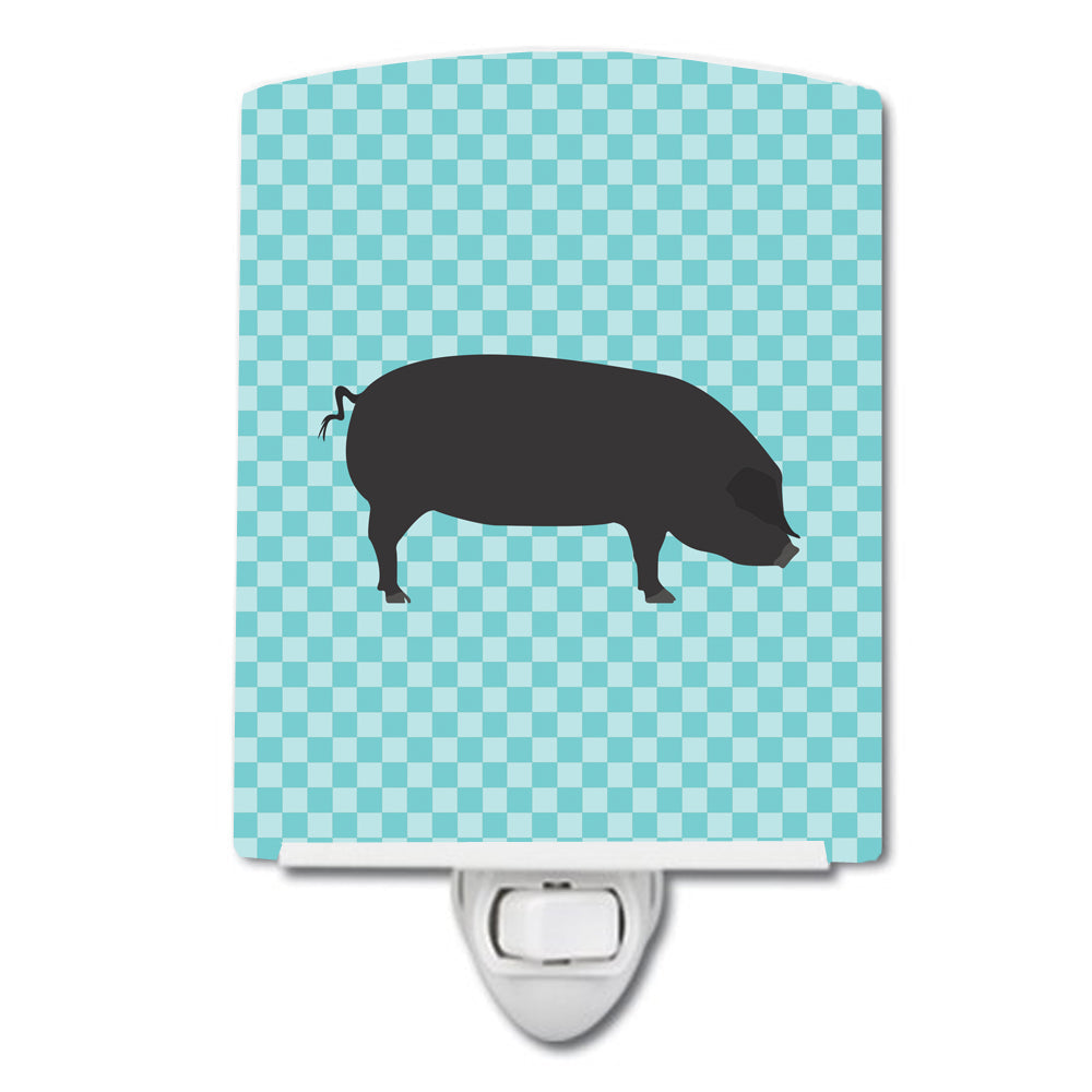 Devon Large Black Pig Blue Check Ceramic Night Light BB8105CNL